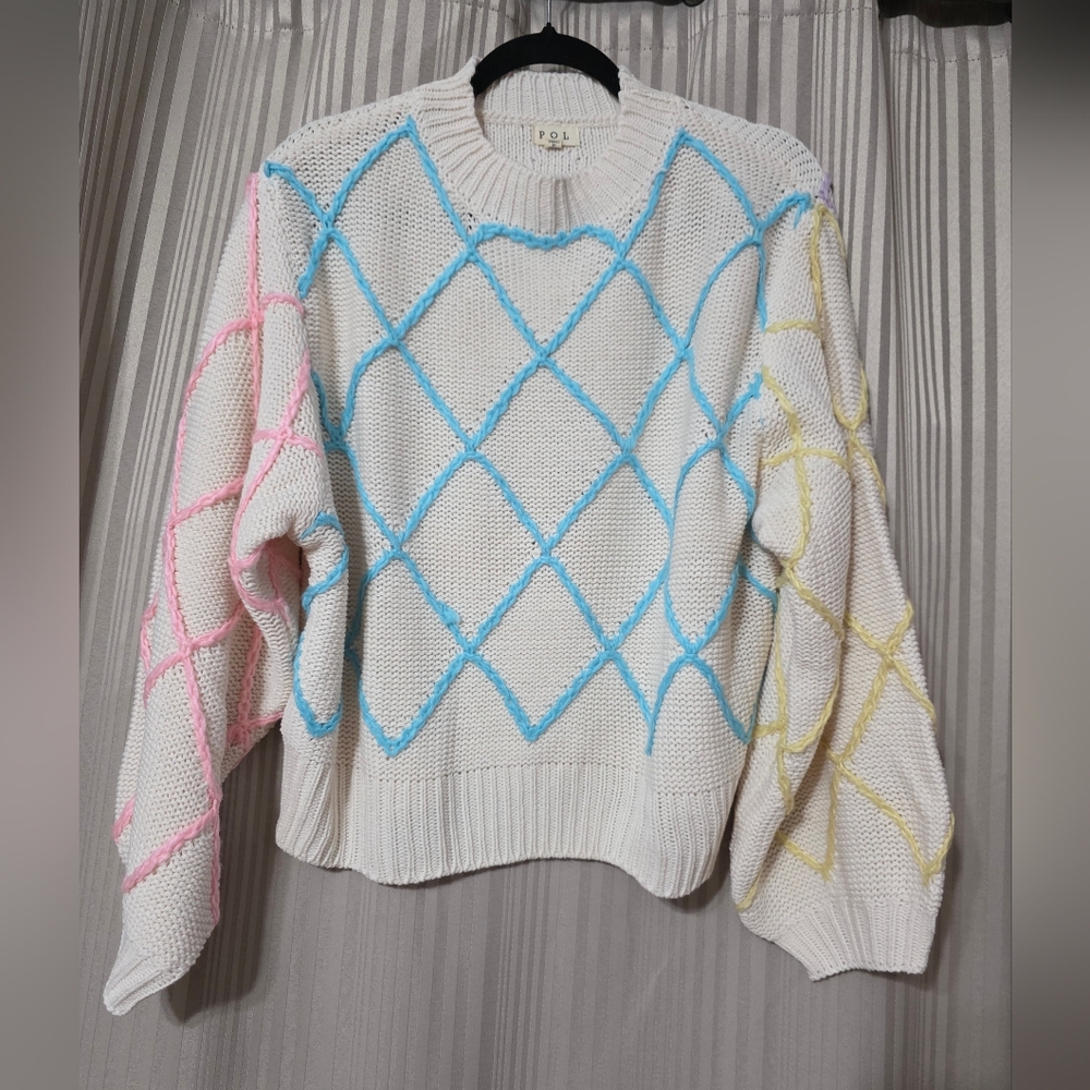 POL Multicolor Diamond Pattern Sweater....NWOT